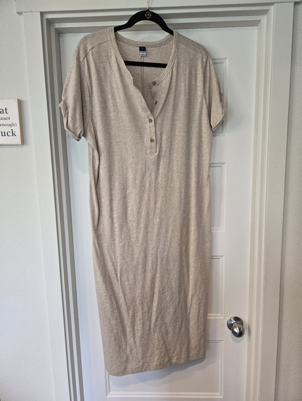 NWT! Henley Style Neutral Beige Midi Dress SIZE L